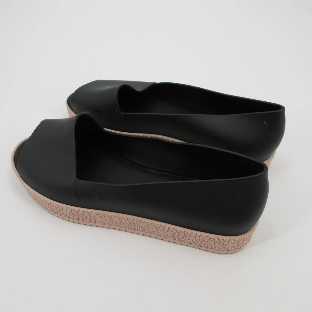 Melissa Hotness Women 10 Black Pink Platform Peep Toe Jelly Sandals Flatform